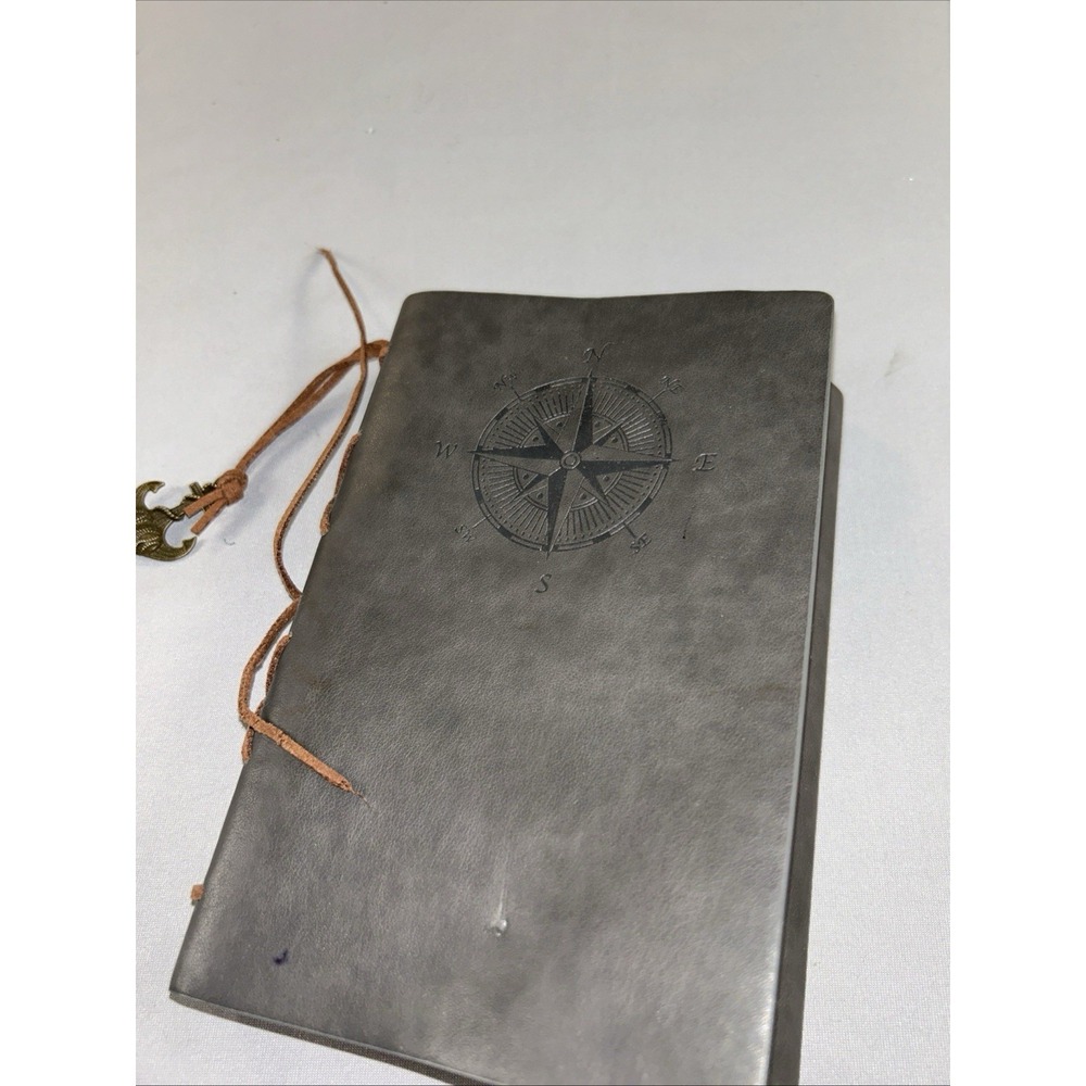 Leather Journal Refillable 6 Ring Binder Compass‎ Cover Anchor Charm Notebook